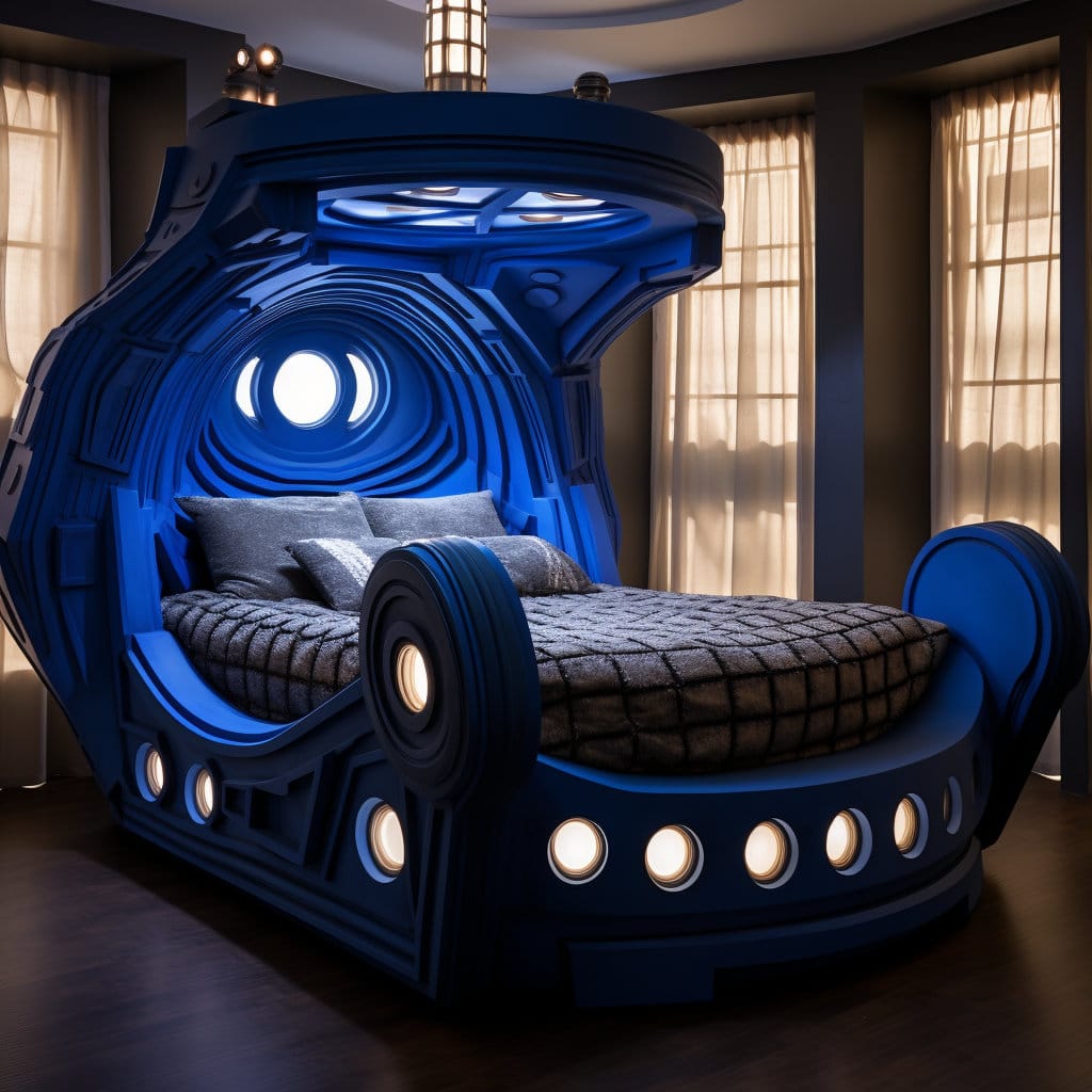Adult size bed inspired by a Doctor Who TARDIS at Lilyvolt com