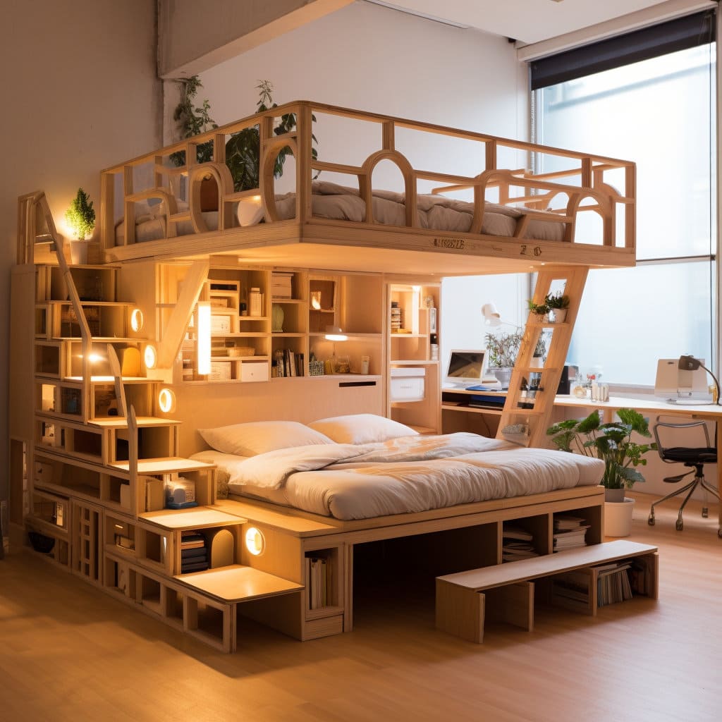 Adult sized bed with two levels (bunk beds) at Lilyvolt com