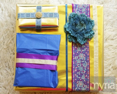 Beautiful ribbons dress up these gift packages