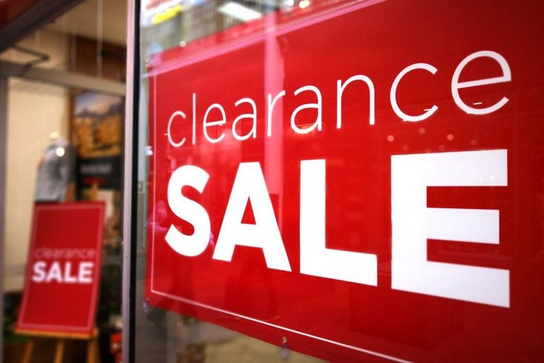 Big red clearance sale sign