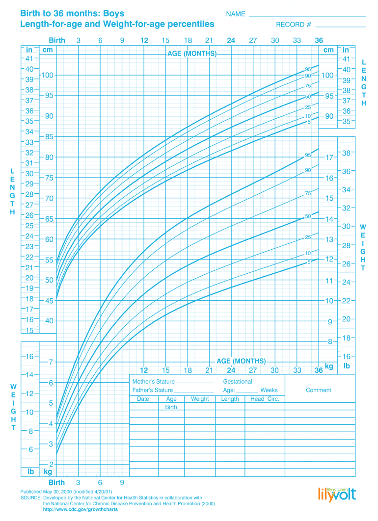 Baby and toddler growth charts for boys & girls - Lilyvolt