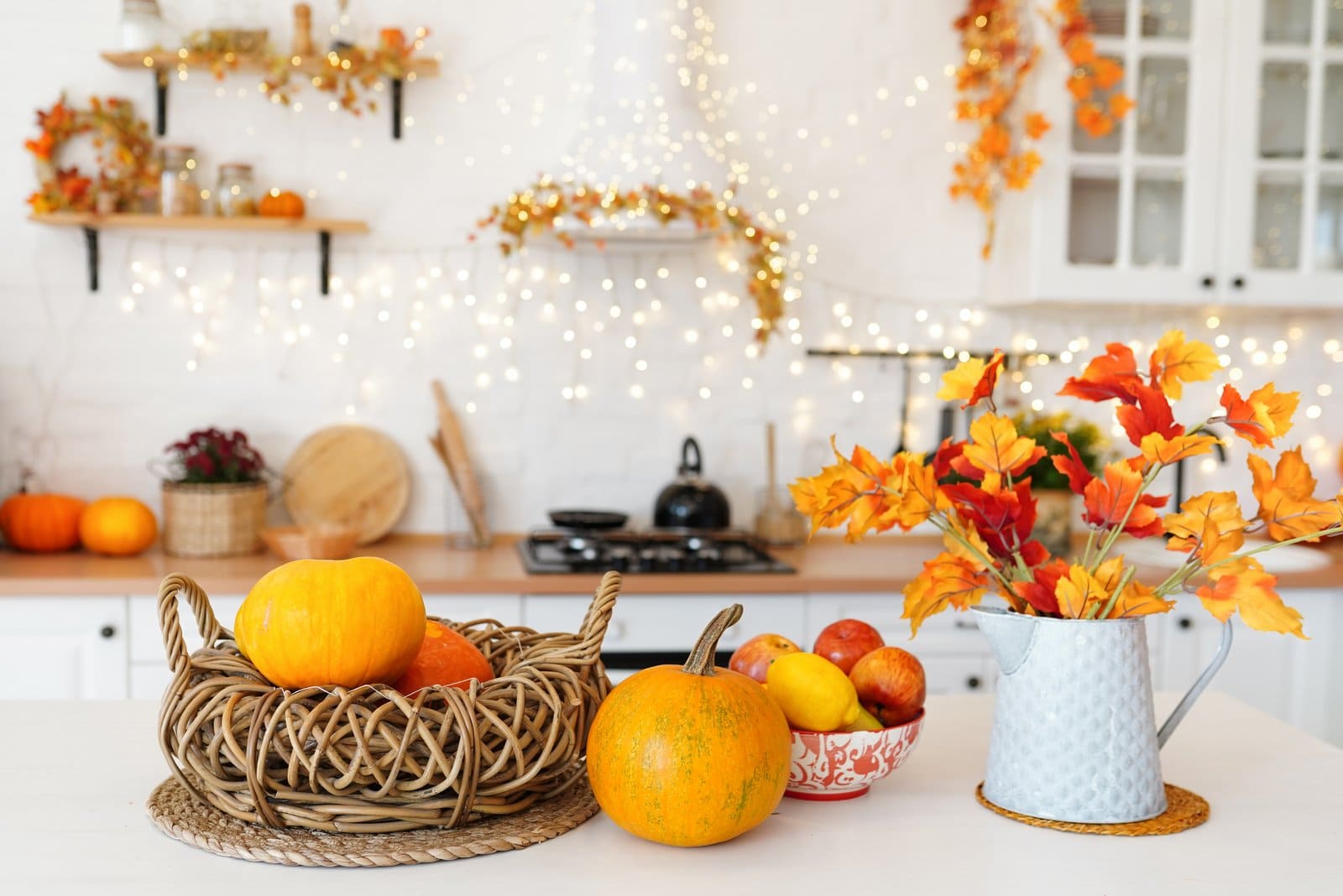 Cozy autumn decor in a kitchen