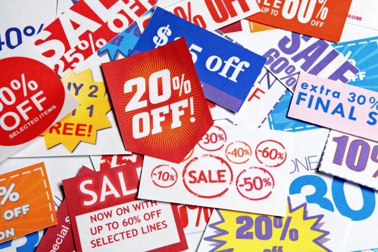 Discounts and store shopping sales percent off