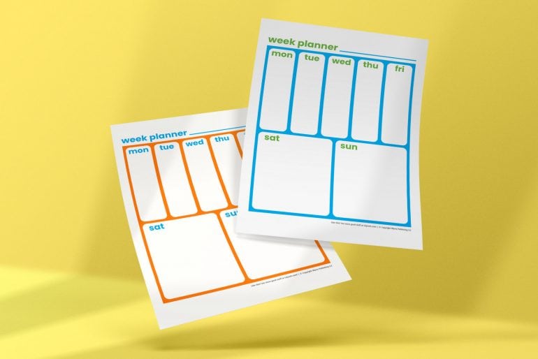 Free printable weekly planners for busy weekends