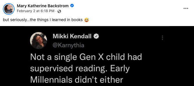 Gen X is talking about all the inappropriate books they got away with reading as kids