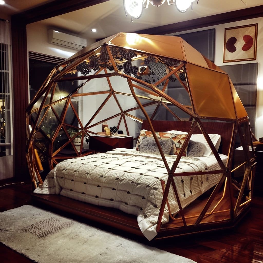 Geodesic dome queen size bed concept at Lilyvolt com