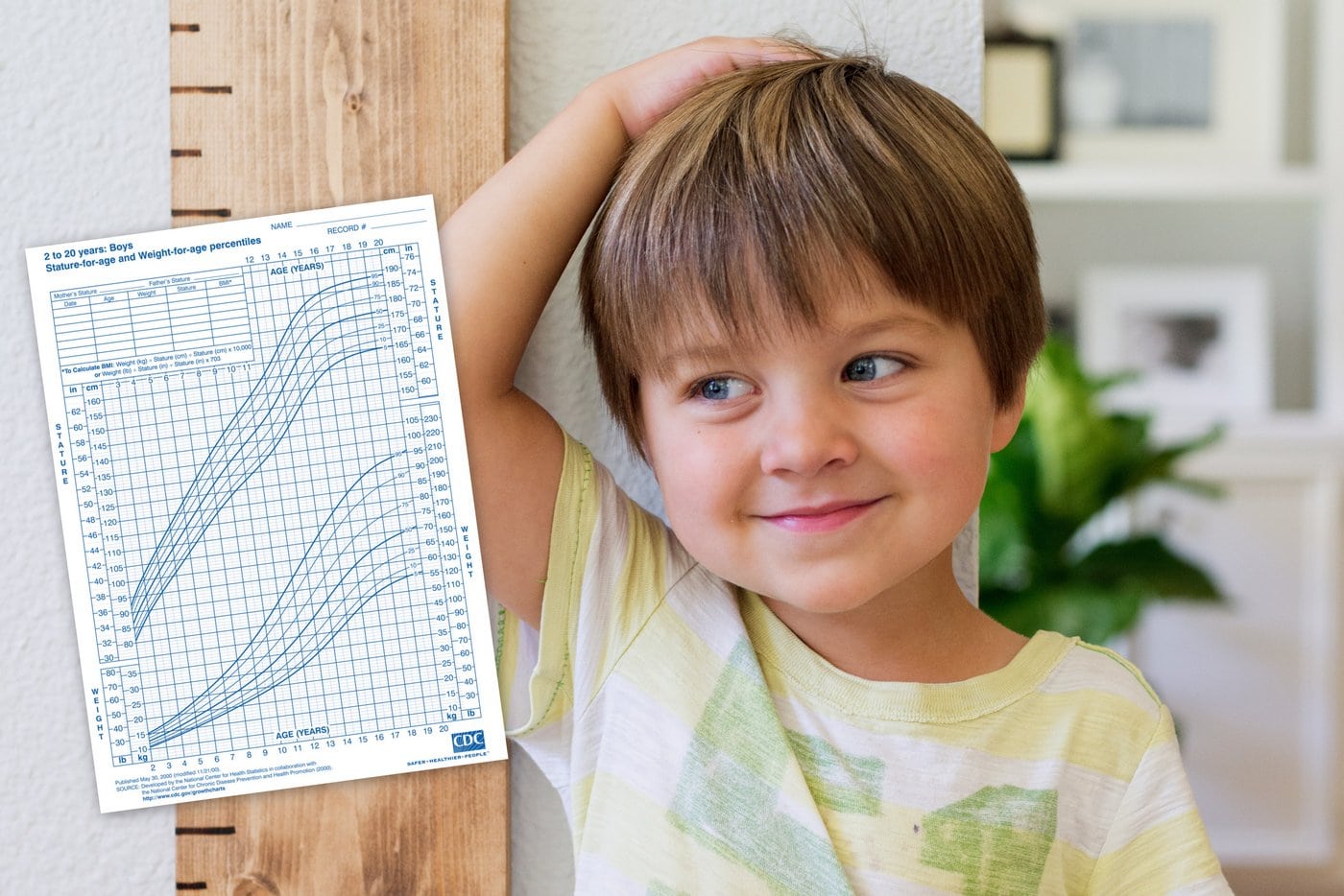 Height and weight growth charts for boys, ages 2 to 20