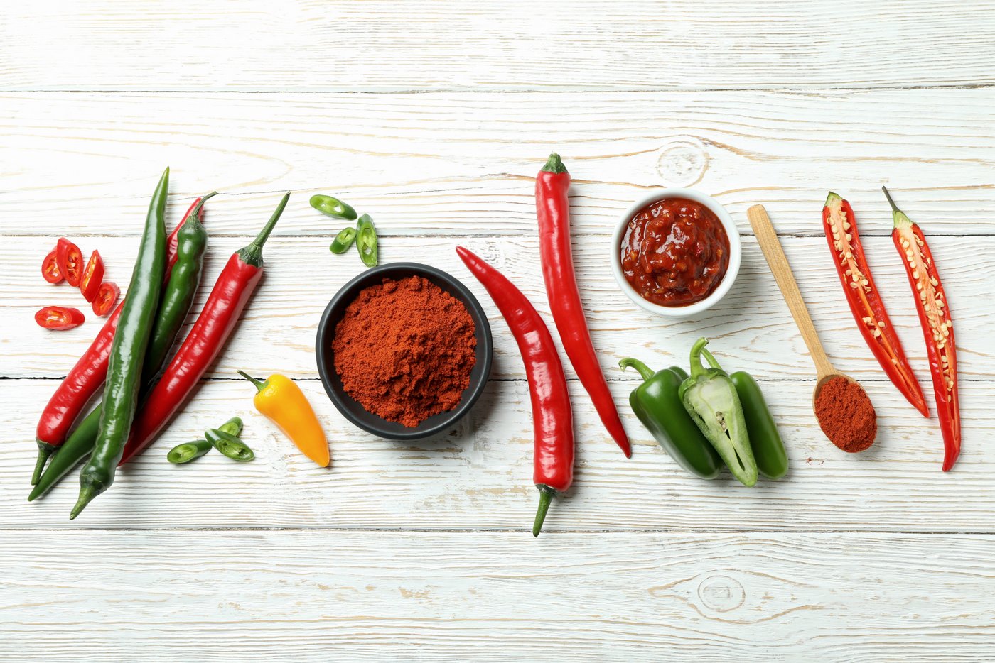 Hot peppers, sauces and powder - Food seasoning and spices