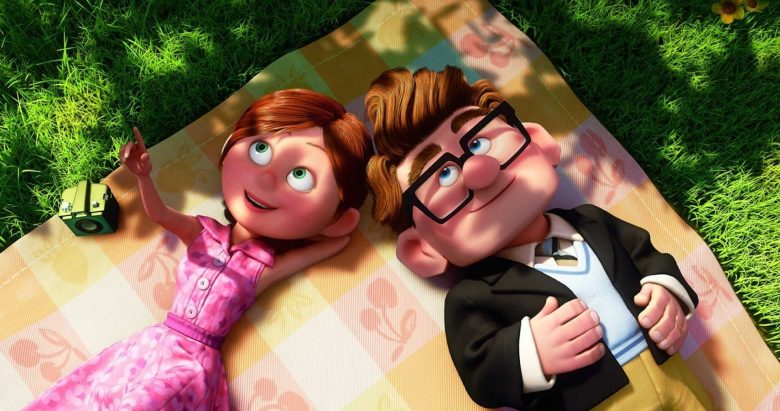 Looking up at the sky in the Pixar movie UP