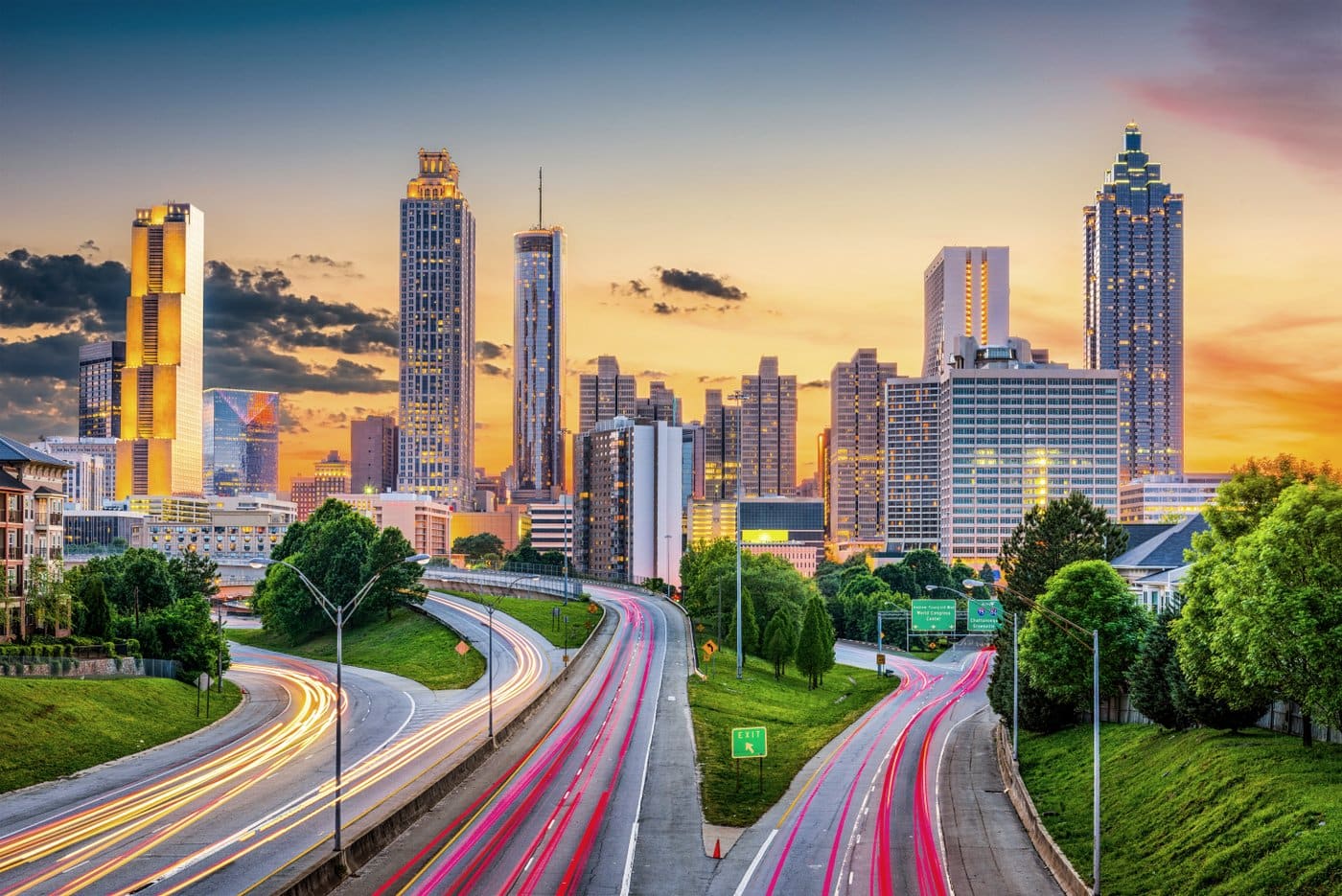 Merging freeway traffic in Atlanta, Georgia
