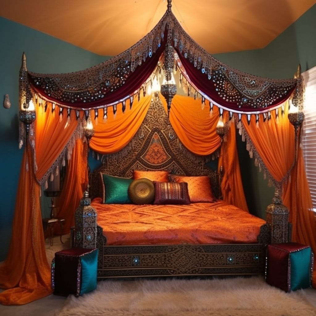 Moroccan tent Bedouin style adult bed at Lilyvolt com