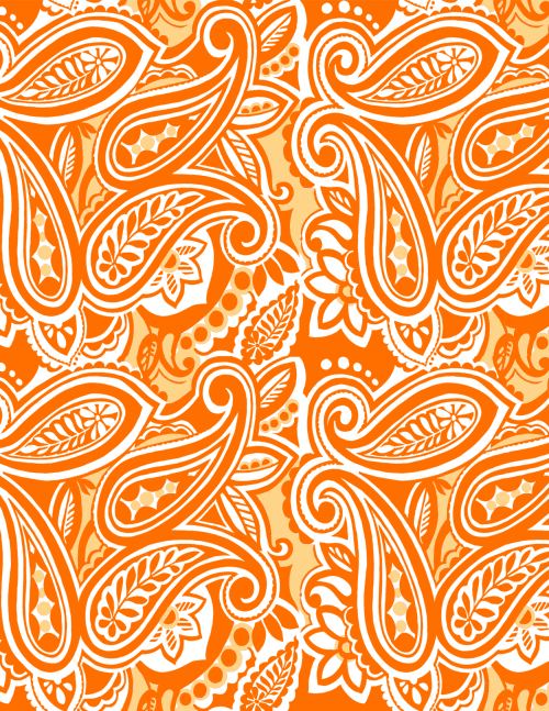 Myria wrapping paper Orange paisley on white