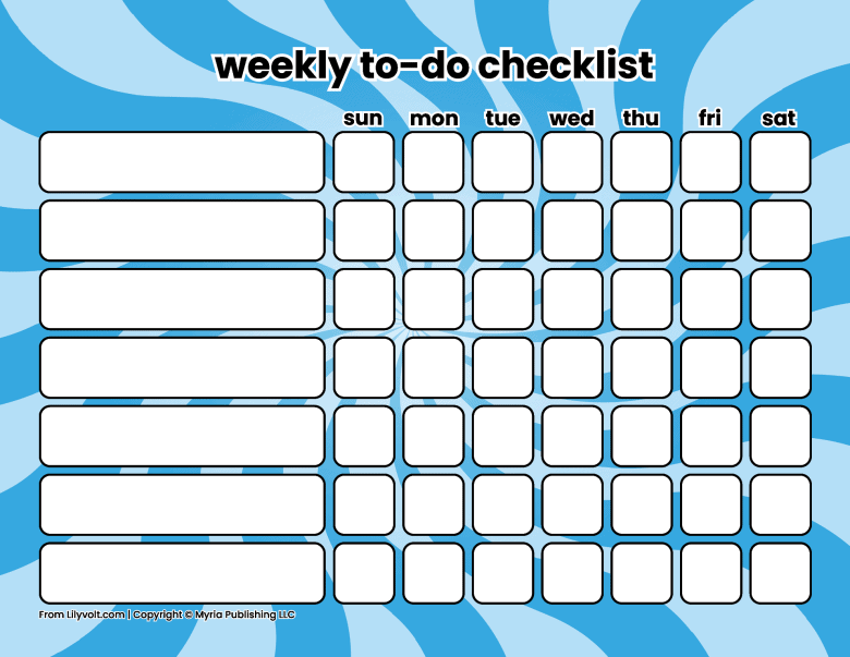 Printable weekly to-do checklists from Lilyvolt com (11)