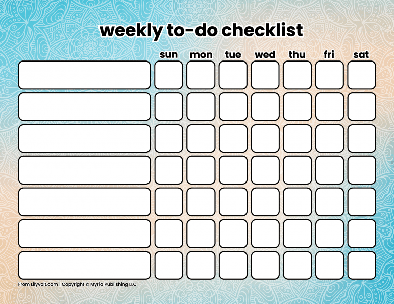 Printable weekly to-do checklists from Lilyvolt com (12)