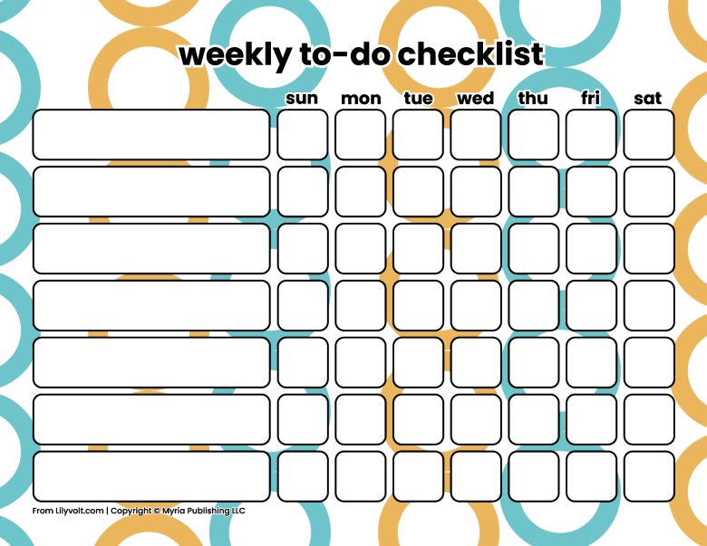 Printable weekly to-do checklists from Lilyvolt com (13)