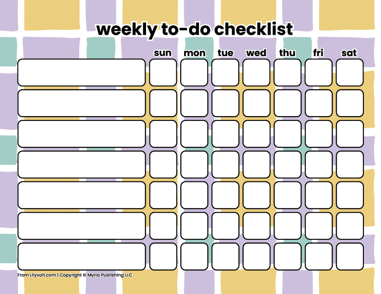 Printable weekly to-do checklists from Lilyvolt com (17)