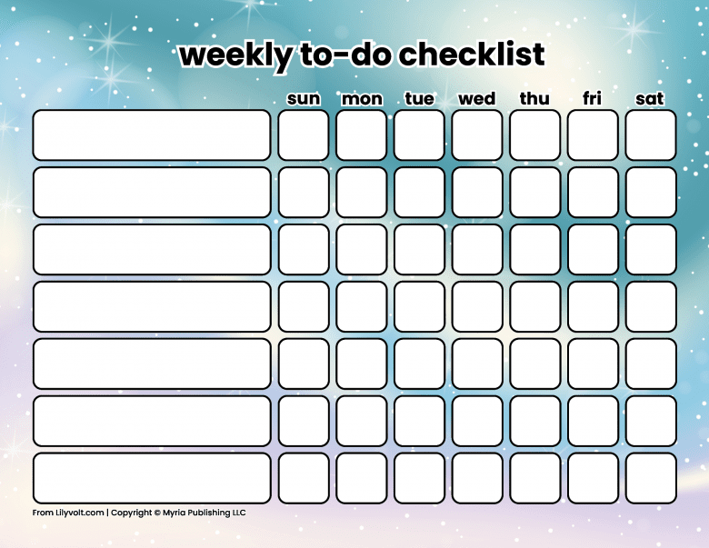 Printable weekly to-do checklists from Lilyvolt com (18)