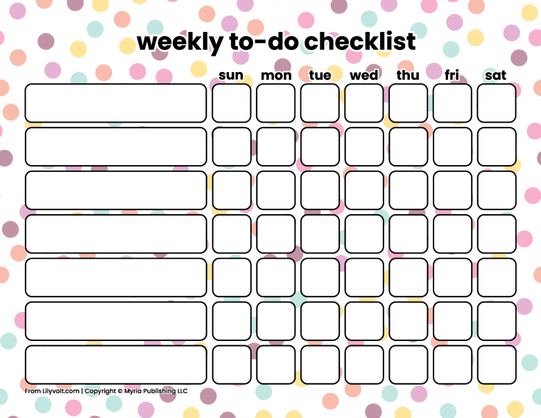 Printable weekly to-do checklists from Lilyvolt com (19)