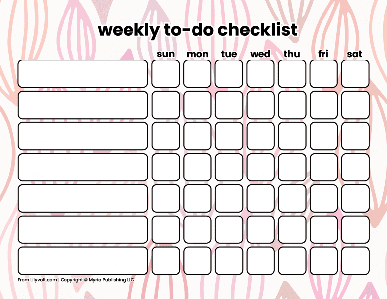 Printable weekly to-do checklists from Lilyvolt com (2)