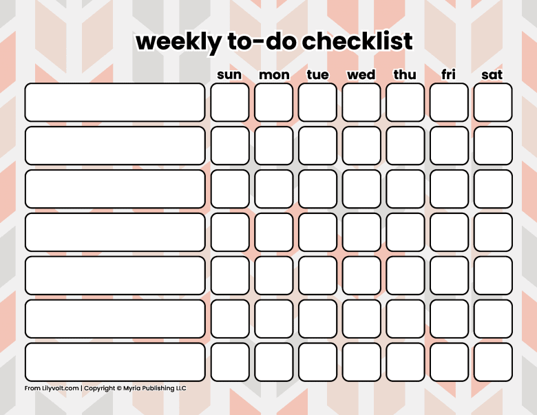 Printable weekly to-do checklists from Lilyvolt com (3)