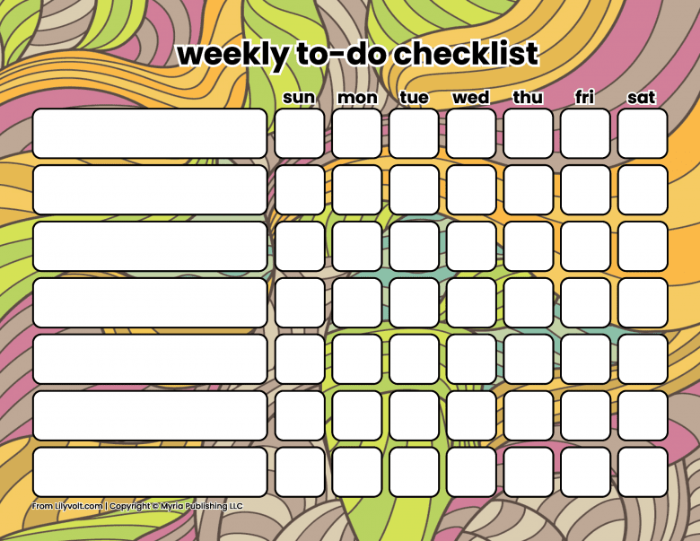 Printable weekly to-do checklists from Lilyvolt com (7)