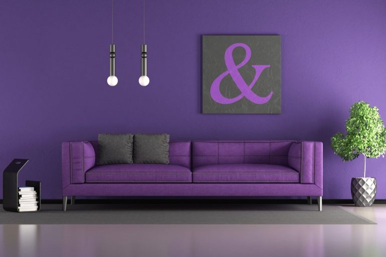 Purple living room decor
