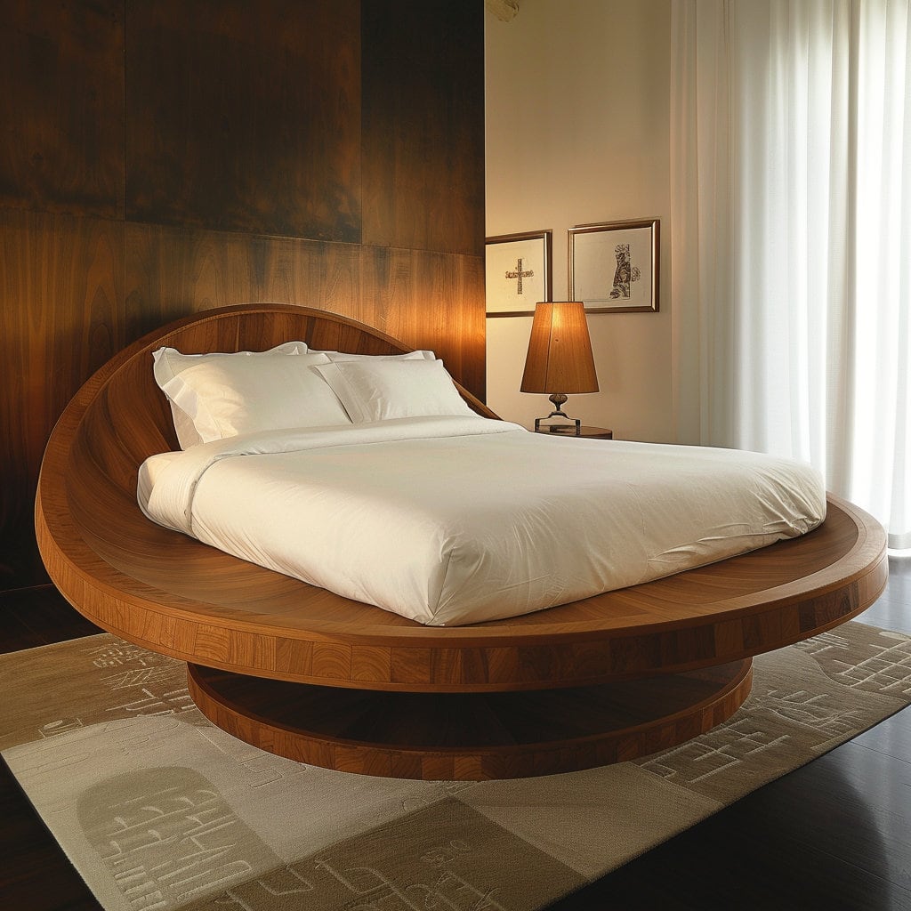 Queen size bed that spins on its base at Lilyvolt com