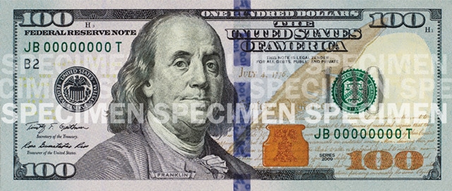 Real 100 dollar bill - back - front