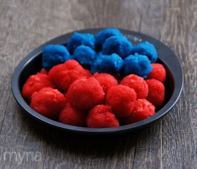 Red white and blue polka dot cake - cake balls to add in