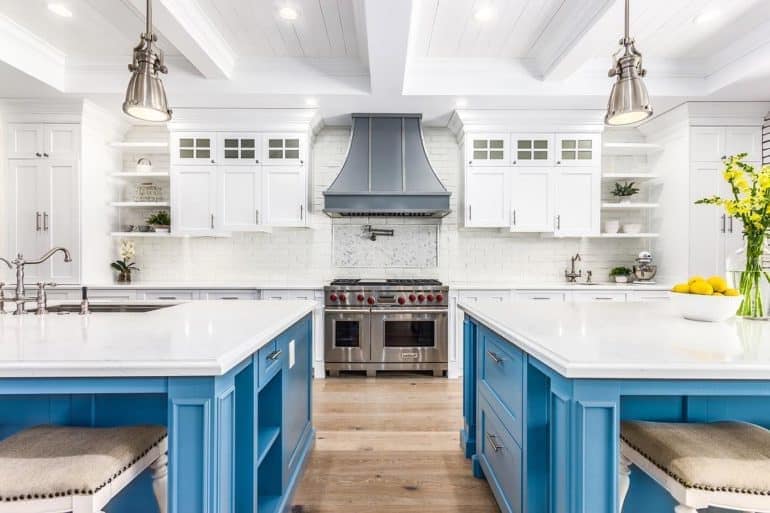 Remodeled kitchen in white and blue - Beautiful Space Co - Arizona