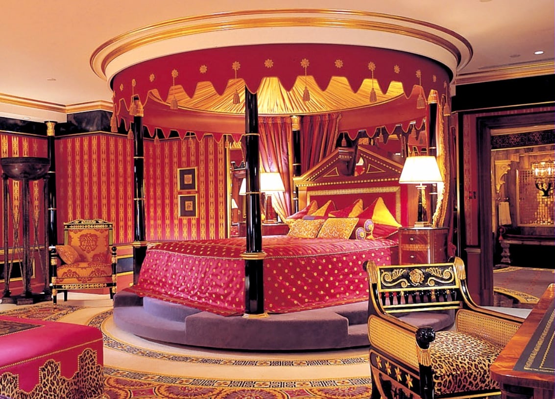 Royal luxury with an elaborate platform bed at Burj Al Arab Hotel