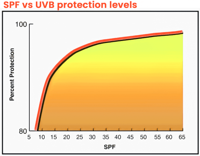 SPF vs UVB protection chart