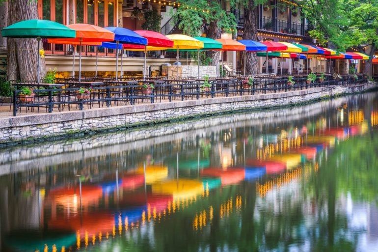 San Antonio River Walk - Colorful umbrellas