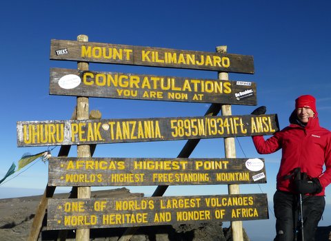 Shilagh Mirgain PhD on the summit of Mount Kilimanjaro
