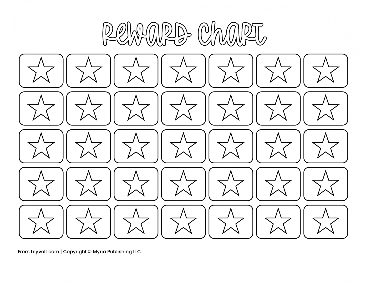 10 free printable reward charts to motivate kids: Fill in the stars