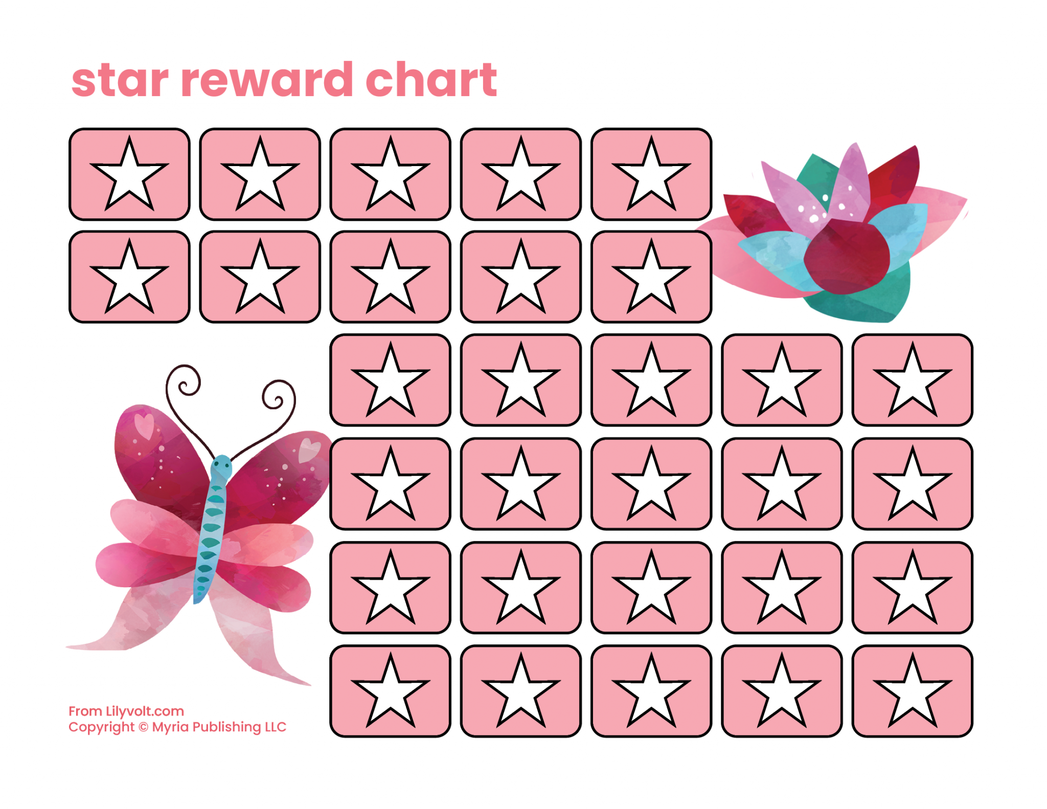 10 free printable reward charts to motivate kids: Fill in the stars ...