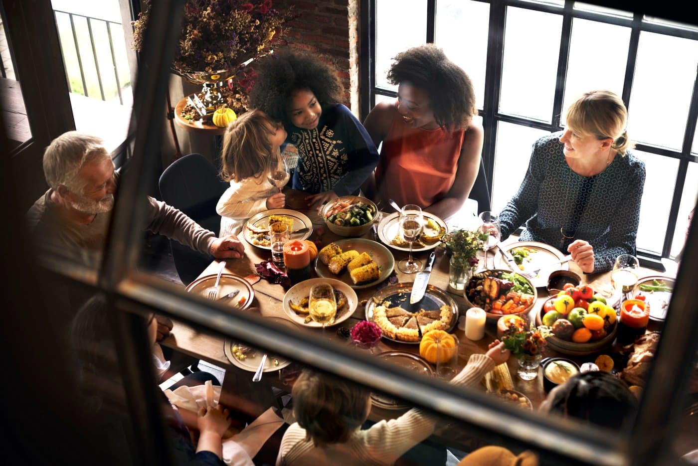 Thanksgiving family dinner table
