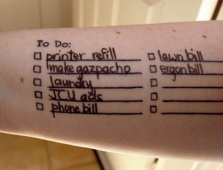 The unforgettable to-do list tattoo