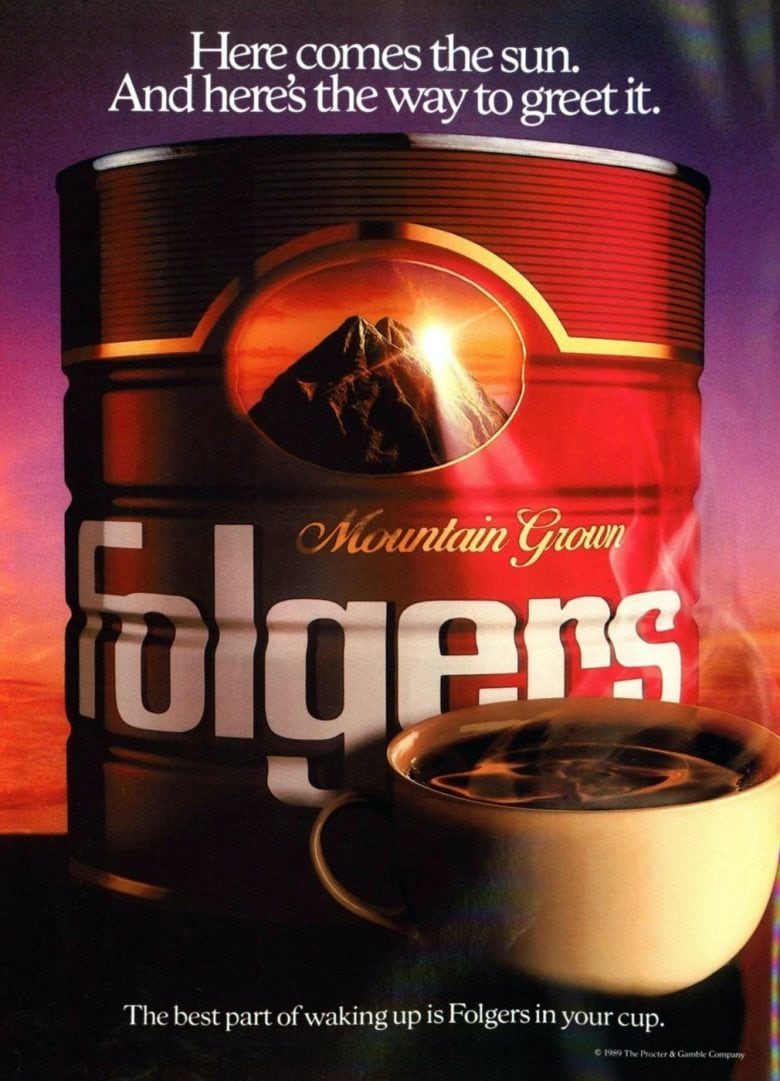 Vintage Folgers coffee ad from 1989