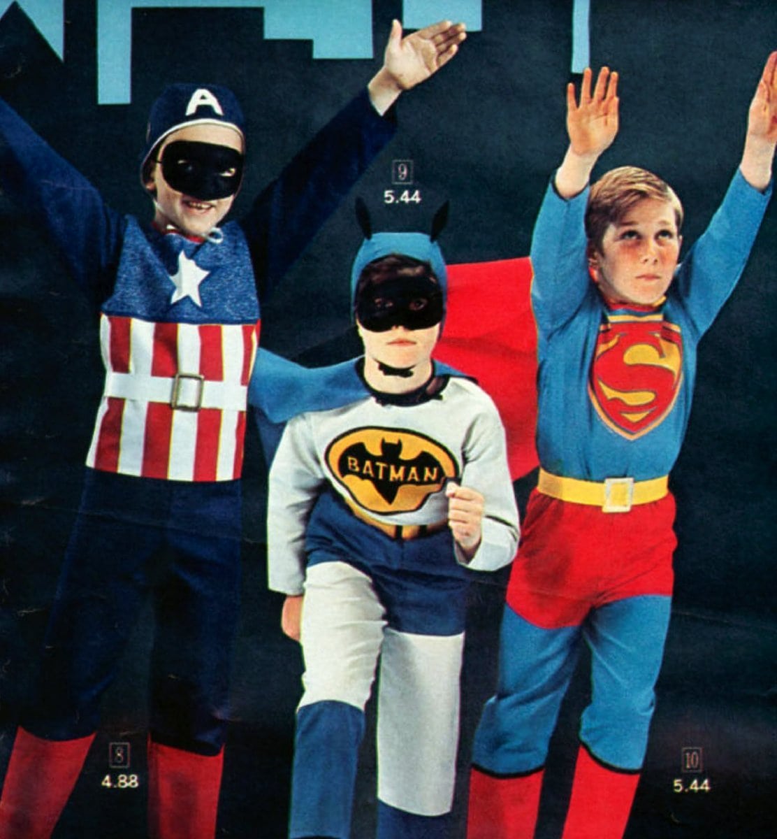 Vintage Halloween costumes - Superman and Batman