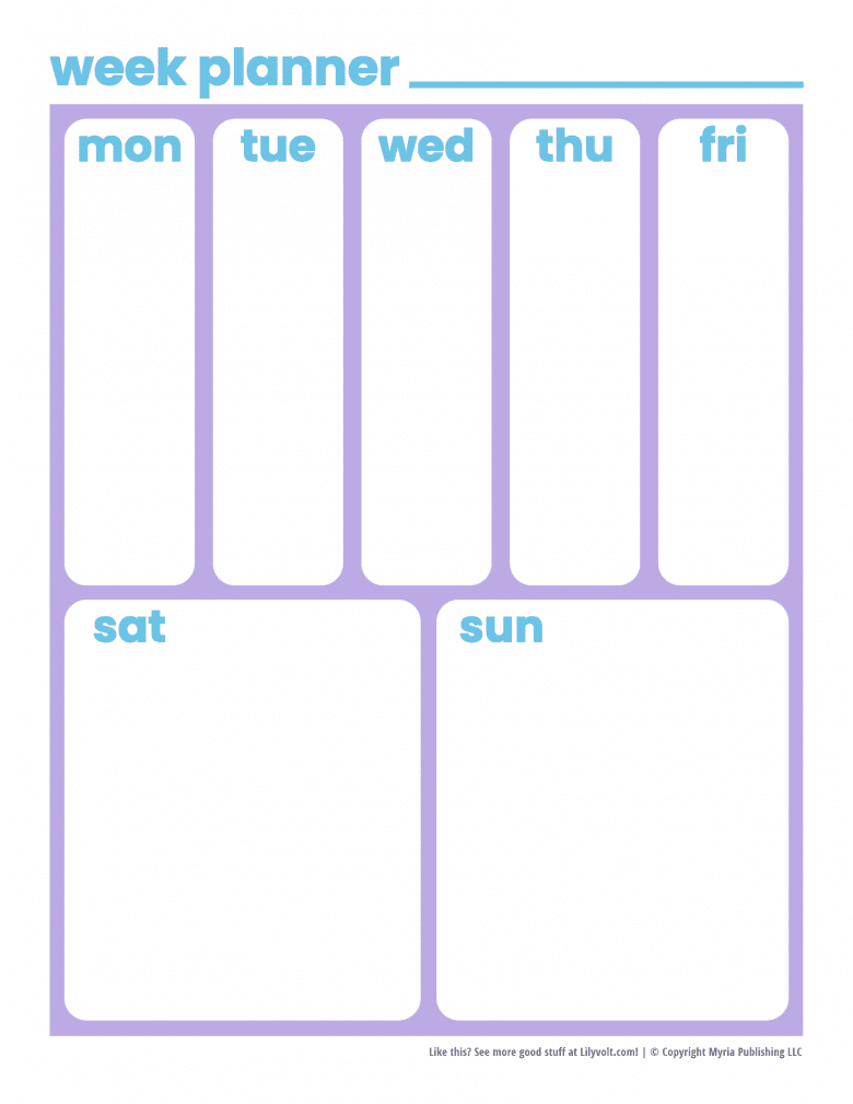 monday through friday calendar with times