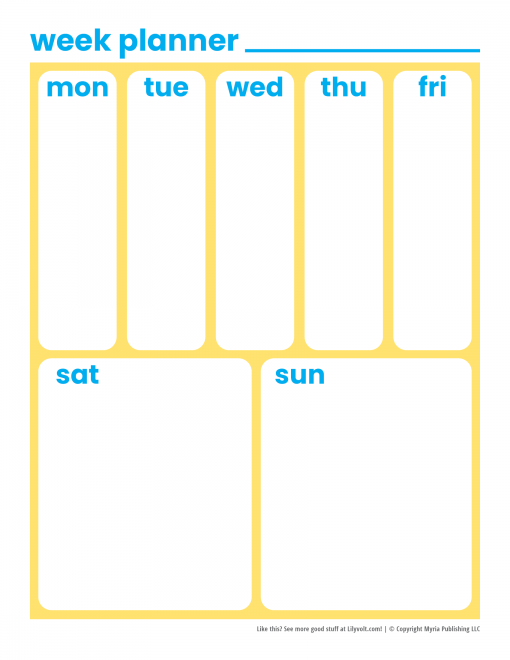 Free printable weekly planners for busy weekends - Lilyvolt