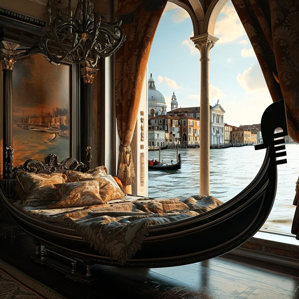 Wild and amazing Venice Italy themed bed and bedroom concept at Lilyvolt com