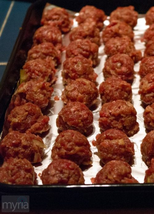 making meatballs on a cookie sheet