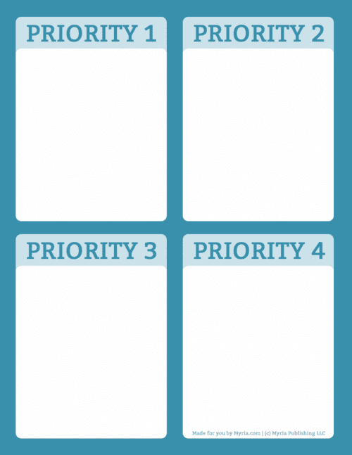 Printable priority planners-blue