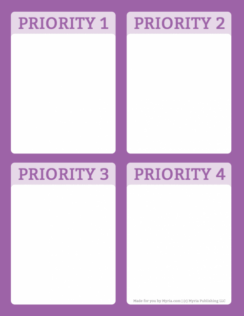 Printable priority planners-purple