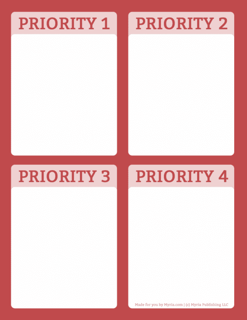 Printable priority planners-red