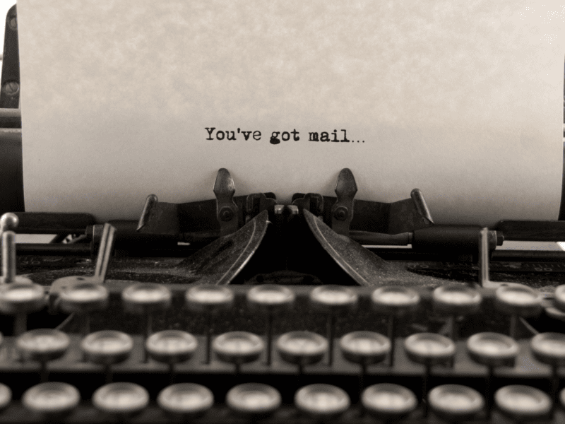 gen x memes: you've got mail typed with a vintage manual typewriter